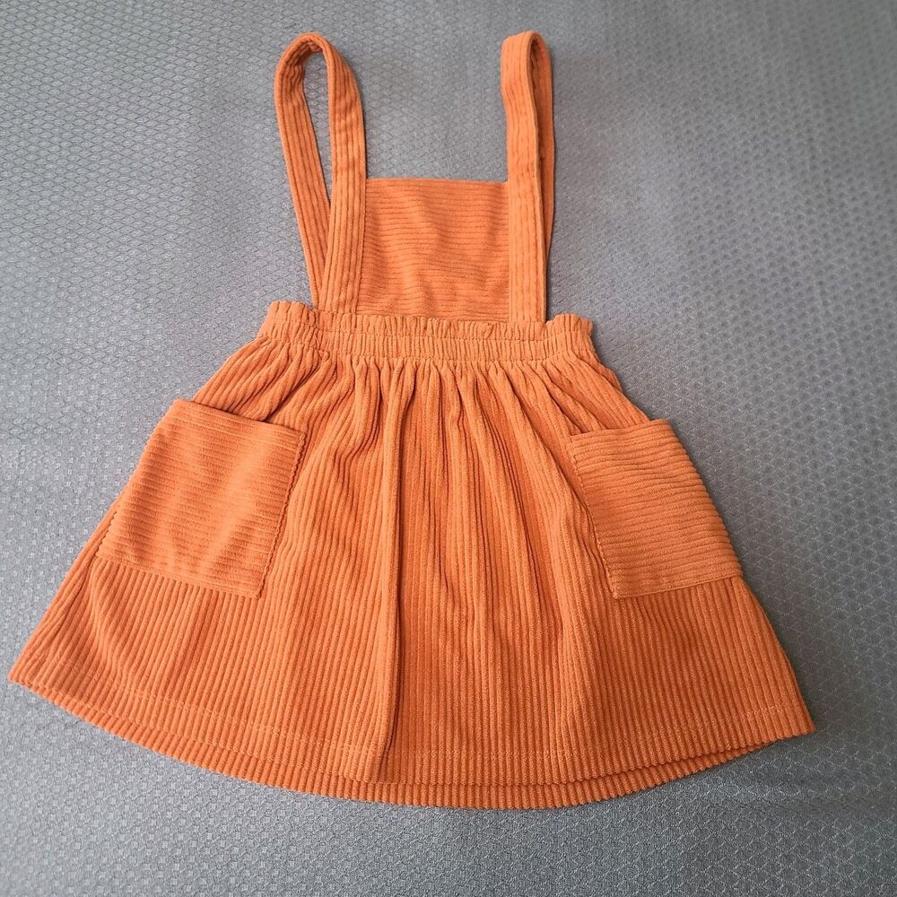 Wonder Nation Toddler Girl's Corduroy Jumper Dress 4t Burnt Orange Overalls